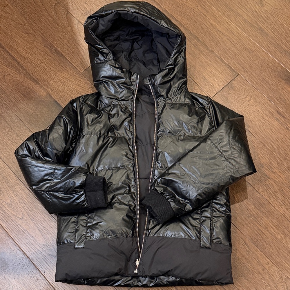 J.Crew Women’s Reversible Metallic Puffer Black Coat Hooded Small? C20-005